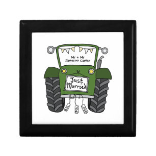 Personalized Green Tractor Country Wedding Gift Box
