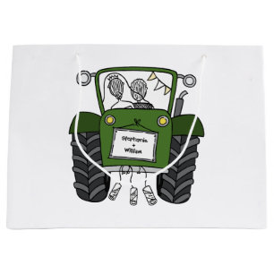 Personalized Green Tractor Country Wedding Gift Large Gift Bag
