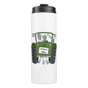 Personalized Green Tractor Country Wedding Gift Thermal Tumbler