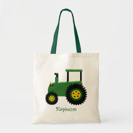 Personalized Green Tractor Design Tote Bag