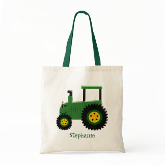 Personalized Green Tractor Design Tote Bag