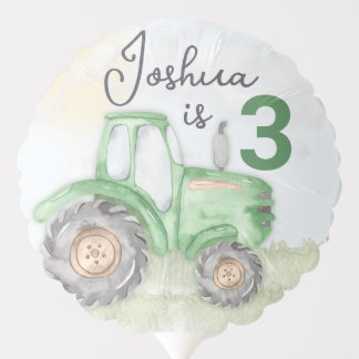 Personalized Green Tractor Theme Medium Balloon