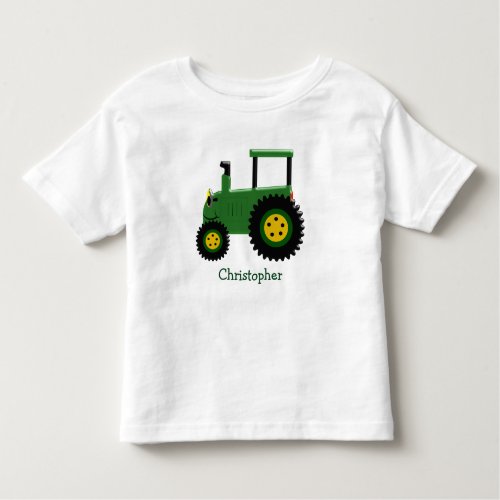 Personalized Green Tractor Toddler T_shirt