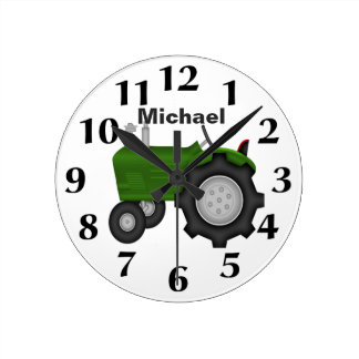 Personalized Green Tractor Wall Clock