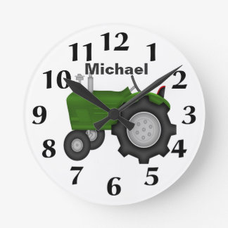 Personalized Green Tractor Wall Clock