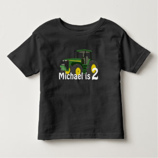 Personalized Green Tractor With Age Toddler T-shirt