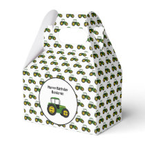 Personalized Green Tractors Birthday Favor Boxes