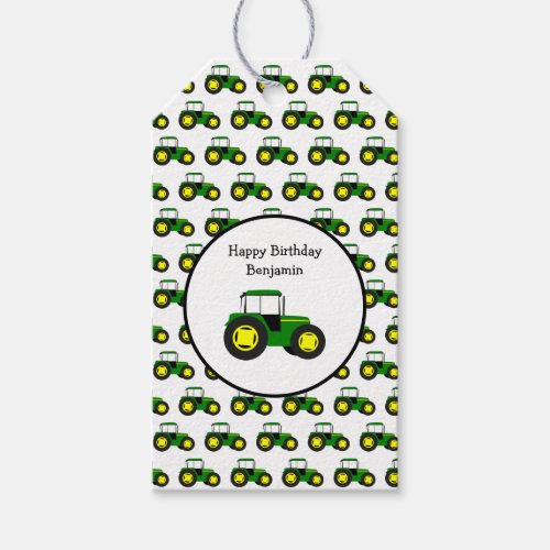 Personalized Green Tractors Gift Tags