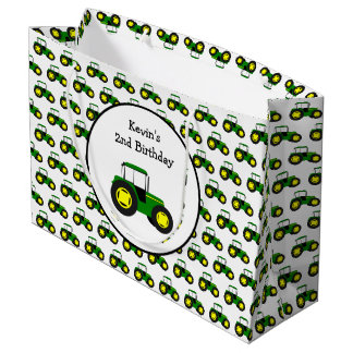 Personalized Green Tractors Large Gift Bag