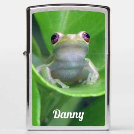 Personalized Green Tree Frog Zippo Lighter