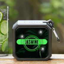 Personalized Green Tropical Leaves Party Neon