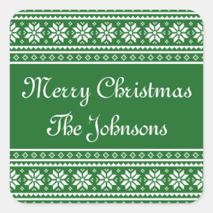 Personalized green UGLY CHRISTMAS SWEATER stickers