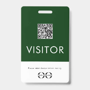 Personalized Green Visitor Badge with QR Code
