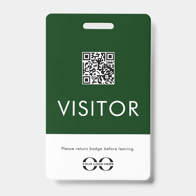 Personalized Green Visitor Badge with QR Code (Front)