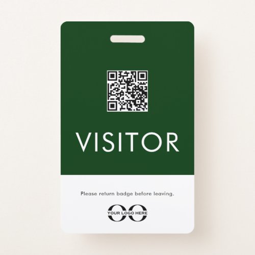 Personalized Green Visitor Badge with QR Code