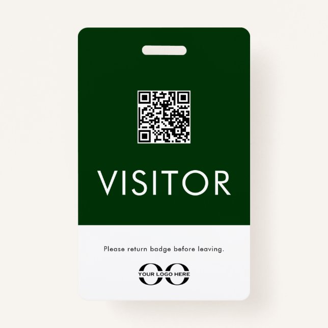 Personalized Green Visitor Badge with QR Code (Front)