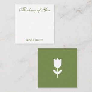 Personalized Green White Flower Note Card