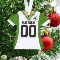 Personalized Green/White Soccer Jersey Ornament