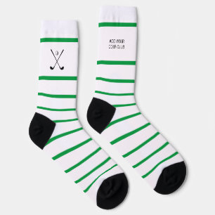 Personalized Green White Stripe Golf Club Golfer Socks
