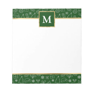 Personalized Green with Gold Accents Christmas Notepad