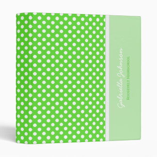 Personalized: Green With White Polka Dot Binder