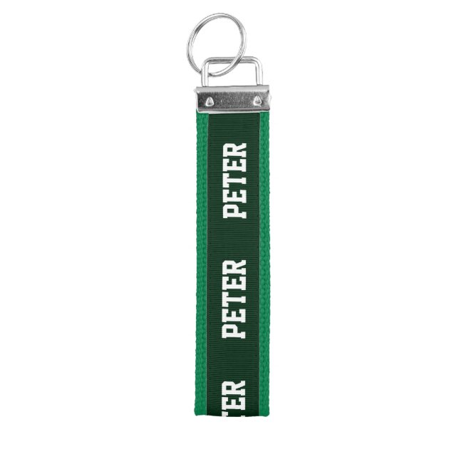 personalized green wrist keychain (Keys on Top)