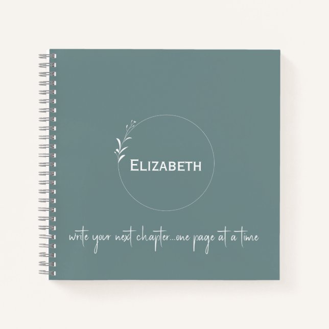 Personalized Green "Write Your Next Chapter" Notebook (Front)