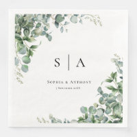 Personalized Greenery Australia Wedding Napkins