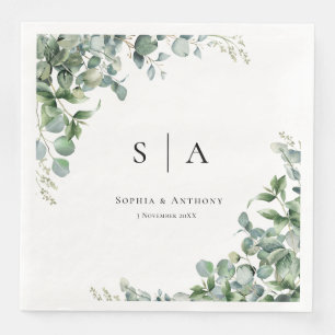 Personalized Greenery Australia Wedding Napkins