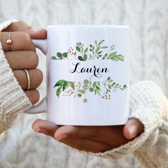 Personalized Greenery Bridesmaid Gift Coffee Mug (Creator Uploaded)