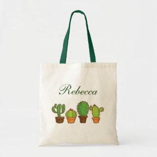 Personalized Greenery Cactus Plants Tote Bag