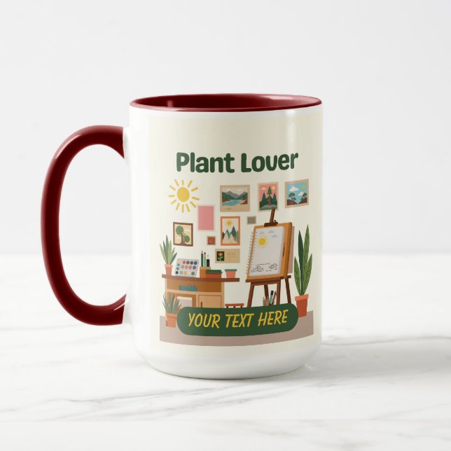 Personalized Greenery & Creative Workspace Design Mug (Left)