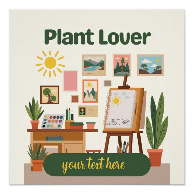 Personalized Greenery & Creative Workspace Design Poster (Front)
