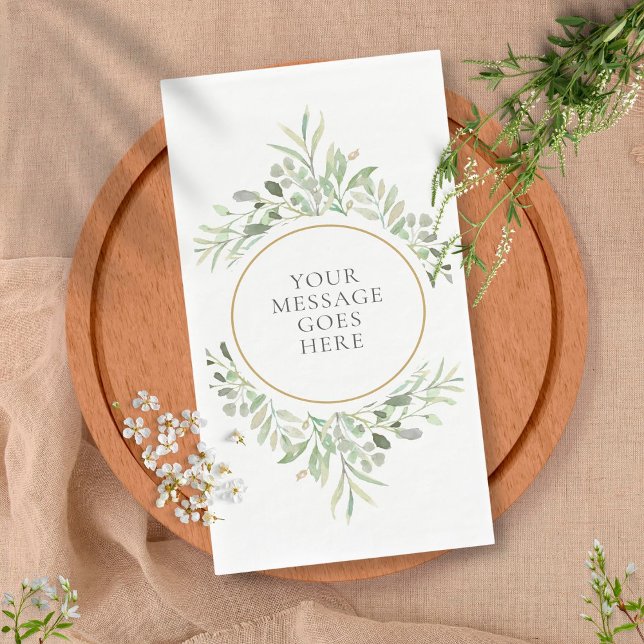 Personalized Greenery Eucalyptus Foliage Leaves Paper Guest Towels (Creator Uploaded)