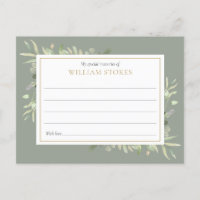 Personalized Greenery Funeral Share A Memory Card