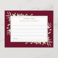 Personalized Greenery Funeral Share A Memory Card