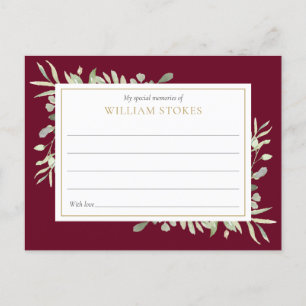 Personalized Greenery Funeral Share A Memory Card