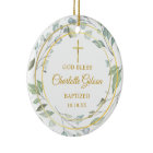 Personalized Greenery Gold Boy Girl Baptism Photo