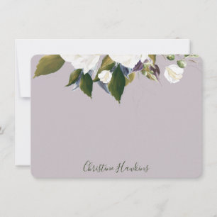 Personalized Greenery Leaves Watercolor Purple Note Card
