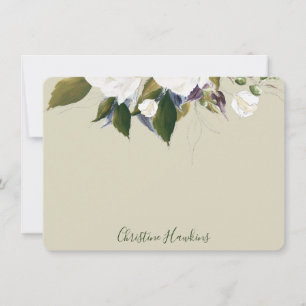 Personalized Greenery Leaves Watercolor Sage Green Note Card
