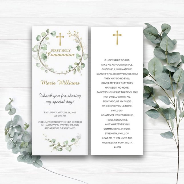 Personalized Greenery Prayer Bookmark Card (Creator Uploaded)