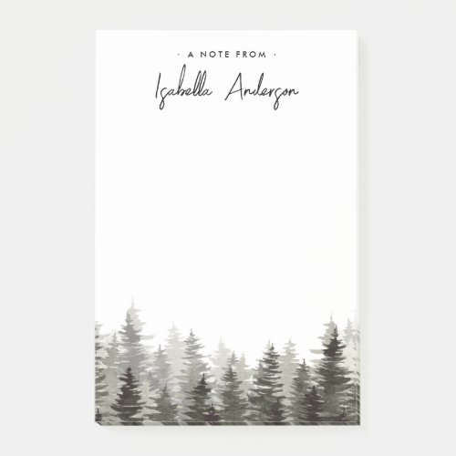 Personalized Greenery Rustic Pine Trees Post_it Notes