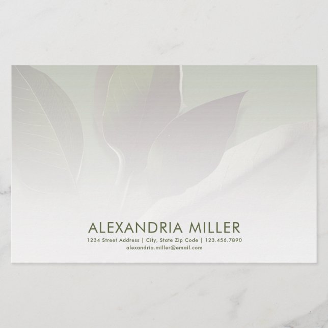 Personalized Greenery Stationery with Contact Info (Front)