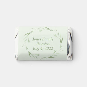 Personalized greenery theme family reunion  hershey's miniatures