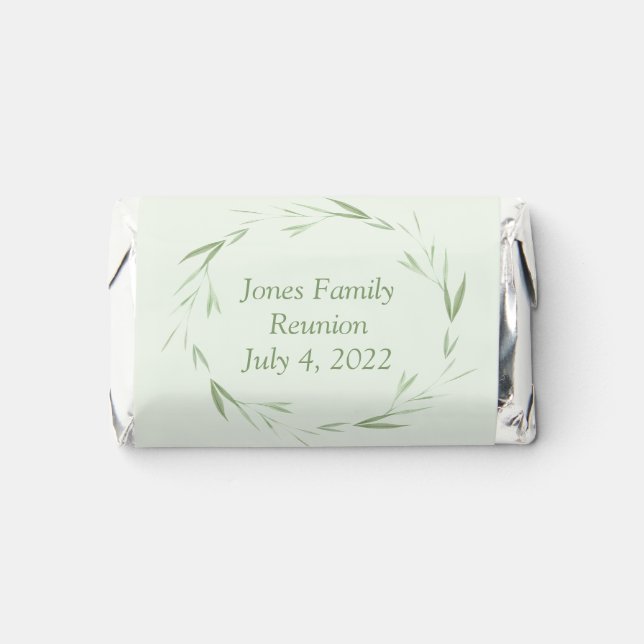 Personalized greenery theme family reunion  hershey's miniatures (Front)