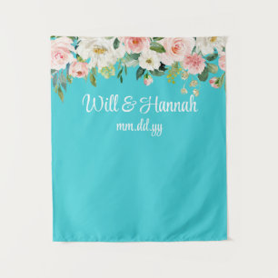 Personalized Greenery Wedding Reception Photo Prop Tapestry