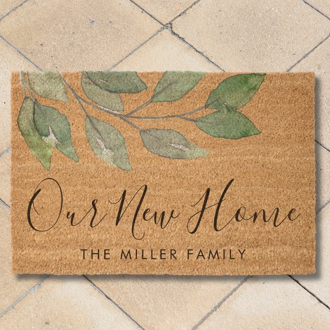 Personalized Greenery Welcome  Fiber Doormat (Creator Uploaded)