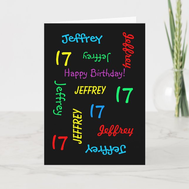 Personalized Greeting Card, 17th Birthday Card (Front)