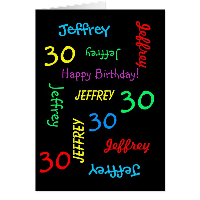 Personalized Greeting Card 30th Birthday, Black | Zazzle