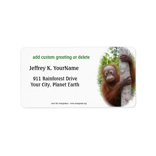 Personalized Greeting Recess for Orangutans Label